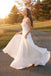 Unique Drape Off-shoulder A-line White Chiffon Wedding Dresses With Long Train,WD0614