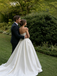 Beautiful Vintage White Wedding Dresses Strapless Ball Gown Satin A Line Bridal Gown,WD0613