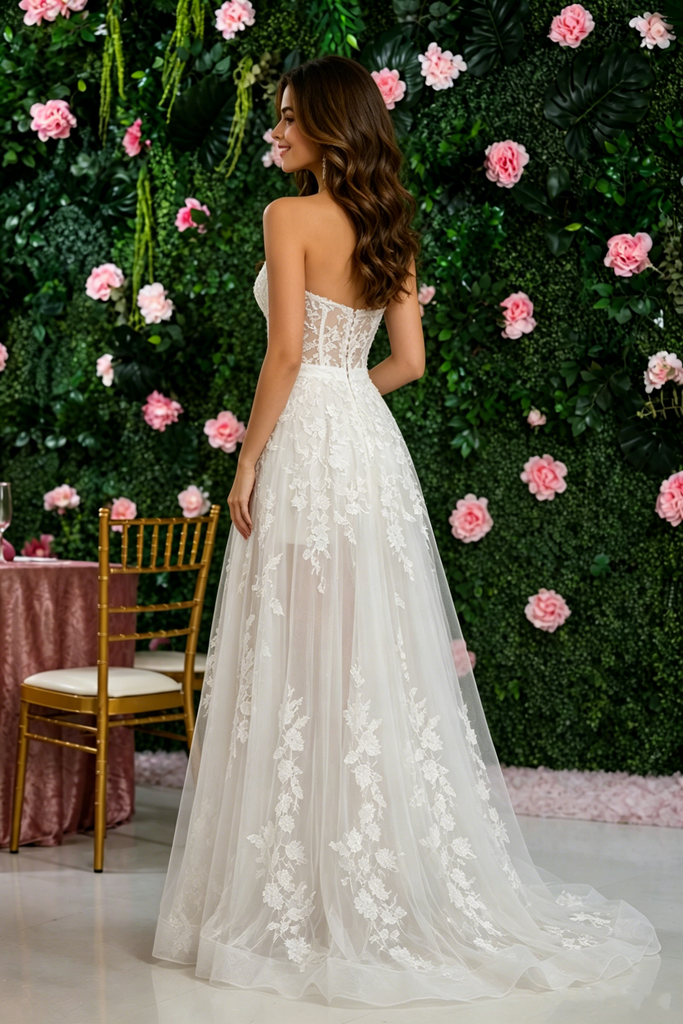 Unique Sweetheart Floral Lace Two-Piece Convertible Wedding Dresses,WD0604