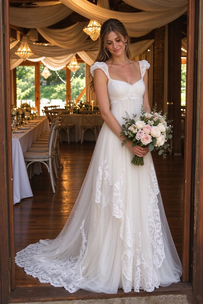 Fancy Romantic Sweetheart Sleeveless Chiffon Wedding Dresses,WD0668
