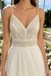 Modern V Neck Spaghetti Strap A-Line Wedding Dresses with Embroidery Lace Tulle,WD0596