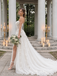 Stunning Sweetheart High Slit A Line Wedding Dresses Tulle 3D Floral Modern ,WD0665