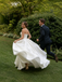 Beautiful Vintage White Wedding Dresses Strapless Ball Gown Satin A Line Bridal Gown,WD0613