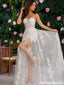 Unique Sweetheart Floral Lace Two-Piece Convertible Wedding Dresses,WD0604