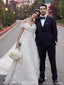 Elegant White Off-Shoulder A-Line Long Wedding Dresses With Sweep Trailing,WD0576