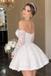 Beautiful Off-The-Shoulder Long Sleeve Lace Short Wedding Dresses,WD0650