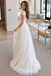 Chic Ivory Lace Cap Sleeves Ruched A Line Chiffon Wedding Dresses,WD0675