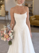 Unique White Pleated Chiffon Wedding Dresses Strapless Sleeveless Empire Waist Long Dress,WD0663