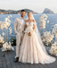 Romantic Lace Wedding Dresses Off-Shoulder Tiered Skirt Cathedral Train Dress,WD0593