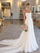 Unique White Pleated Chiffon Wedding Dresses Strapless Sleeveless Empire Waist Long Dress,WD0663