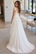 Chic Ivory Lace Cap Sleeves Ruched A Line Chiffon Wedding Dresses,WD0675