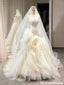 Fancy Unique Ivory Wedding Dresses Mermaid Silhouette Tulle Ruffles Classy Bridal,WD0612