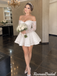 Beautiful Off-The-Shoulder Long Sleeve Lace Short Wedding Dresses,WD0650
