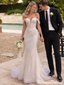 Beautiful Off-Shoulder Corset Bodice Mermaid Wedding Dresses with Glitter Tulle,WD0646
