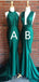 Mismatched Halter Mermaid Emerald Satin Long Bridesmaid Dresses Online, BG754