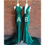 Mismatched Halter Mermaid Emerald Satin Long Bridesmaid Dresses Online, BG754