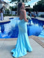 Sexy V-neck Sleeveless Mermaid Satin Evening Prom Dresses Online, OLP949