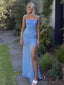 Sexy Spaghetti Strap Sleeveless Mermaid Satin Evening Prom Dresses Online, OLP950