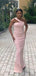 Elegant One Shoulder Mermaid Jersey Pink Long Bridesmaid Dresses Online, BG764