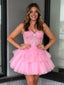 Unique Sweetheart Short A-line Tulle Pink Homecoming Dresses For Party Online, HD0799