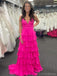 Gorgeous V-neck Spaghetti Strap Ruffles A-line Long Prom Dress With Trailing Online, OL315