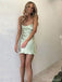 Sexy Spaghetti Strap Sleeveless Short Mermaid Satin Homecoming Dresses For Party Online, HD0935