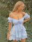 Elegant Off-shoulder Sleeveless A-line Chiffon Short Homecoming Dresses For Party Online, HD0995