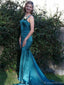 Sexy Square Sleeveless Mermaid Satin Long Prom Dresses With Trailing For Party Online, OL382