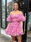 Elegant Off-shoulder Sleeveless Short A-line Tulle Homecoming Dresses For Party Online, HD0879