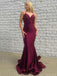 Sexy V-neck Satin Mermaid Long Prom Dress With Trailing Online, OL287