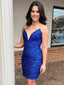 Sexy V-neck Sleeveless Short Mermaid Sequin Homecoming Dresses For Party Online, HD0796