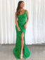 Sexy V-neck Sleeveless Mermaid Sequin Long Prom Dresses With Trailing For Party Online, OL380