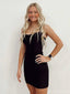 Sexy Spaghetti Strap Sleeveless Satin Black Mermaid Homecoming Dresses For Party Online, HD0975