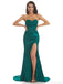 Sexy Sweetheart Strapless Mermaid Side Slit Soft Satin Long Prom Dresses For Party Online, OL364