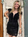 Sexy V-neck Cap Sleeve Short Mermaid Black Homecoming Dresses For Party Online, HD0812