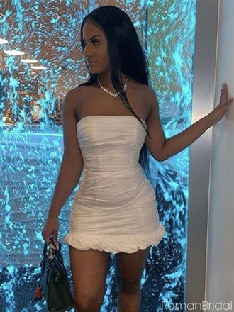 Simple Sweetheart Sleeveless Short Mermaid White Homecoming Dresses For Party Online, HD0932