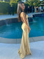 Sexy Halter V-neck Mermaid Satin Long Prom Dress Online, OL280