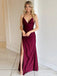 Sexy V-neck Sleeveless Satin Mermaid Long Prom Dresses With Side Slit For Party Online, OL352