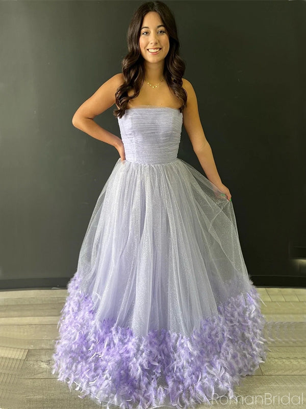 Formal Sweetheart Sleeveless A-line Tulle Long Prom Dresses For Party Online, OL376