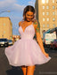 Shiny V-neck Spaghetti Strap Sleeveless A-line Tulle Homecoming Dresses For Party Online, HD01001