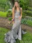 Sexy V-neck Sleeveless Mermaid Sequin Long Prom Dresses With Trailing For Party Online, OL337