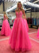 Elegant Spaghetti Strap V-neck Lace A-line Long Prom Dress Online, OL305