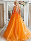 Elegant V-neck Halter A-line Long Prom Dress With Trailing Online, OL309