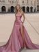 Sexy Pink Sweetheart Mermaid Side Slit Long Prom Dress Ideas, Evening Party Dresses ,OLP1162