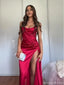 Gorgeous Red Sweetheart Memaid Side Slit Long Prom Dress Ideas, Evening Party Dresses OLP1151