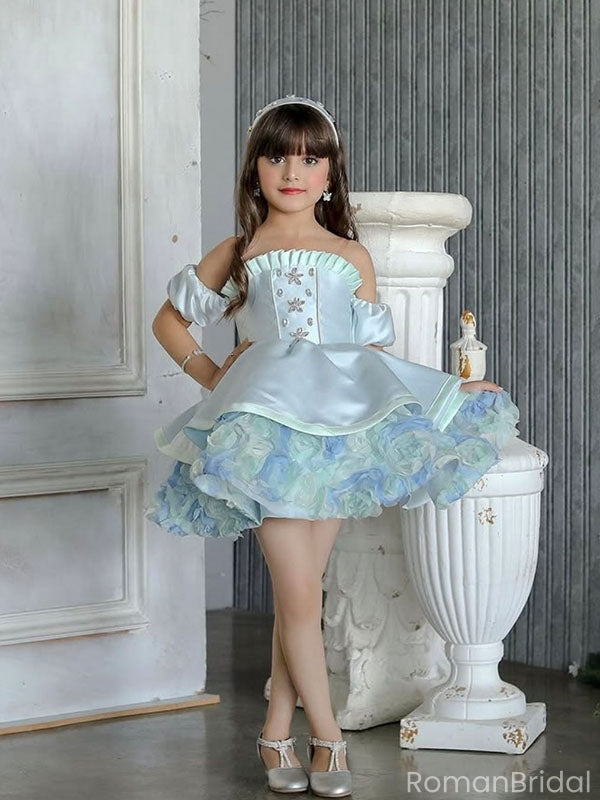 Cute Blue Sweetheart Short A-Line Flower Girl Dress , FGS0035