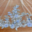 Blue Floral Cathedral Bridal Veil 3D Flower Wedding Veil for Boho Bride