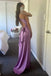 Sexy V-neck Sleeveless Mermaid Satin Evening Prom Dresses Online, OLP972