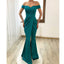 Elegant Off Shoulder Mermaid Front Slit Satin Long Bridesmaid Dresses Online, BG770