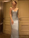 Sexy Spaghetti Straps Mermaid V-neck Backless Silver Long Evening Prom Dress Online, OL154